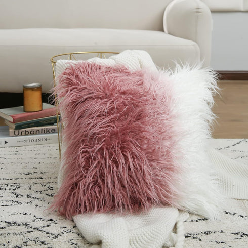 David's Home Faux Fur Throw Pillow Cover, 1-Packed, Decorative Fluffy Pillowcase 18 x 18 Inches, Luxury Square Cushion Cover for Bed Couch Sofa Li...