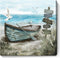 Bathroom Wall Art Coastal Décor Nautical Boat on Beach Canvas Picture Ocean Seagull Seascape Canvas Print Sea Bird Farmhouse Artwork for Seashore ...