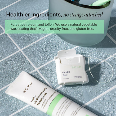 Boka Ela Mint Woven Dental Floss, Made from Plant-Based Vegetable Wax, Teflon-Free, 30 Yards of Waxed Floss (Pack of 1)...