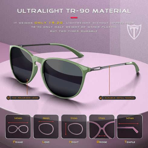 ATTCL Sunglasses for women - Ultralight Driving Polarized Round Womens sunglass Medium Large Fit...