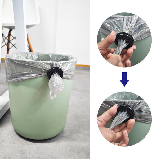 6 Pcs Black Trash Bag Holder - Reusable Trash Liner Cinch for Securing Trash Liners?Prevents Liners from Falling into Trashcan - Ideal for Outdoor...