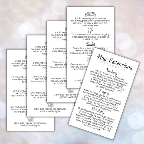 Hair Extension Aftercare Care Instruction Card | 50 pk 2x3.5” inches Do’s and Don’ts of Extensions Supplies Cosmetologist Human Hair Synthetic Hai...