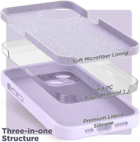 SURPHY Compatible with iPhone 14 Case with Screen Protector (Camera Protection + Soft Microfiber Lining) Liquid Silicone Phone Case 6.1 inch 2022,...