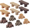 12 Pieces Miniature Garden Ornaments, Includes 6 Pieces Retro Wooden Style Benches, 6 Pieces Artificial Mini Root Stump for Moss Terrariums Landsc...