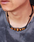 Jewever Natural Tiger Eye Gemstone Choker Healing Crystal Smiling Necklaces for Women Men Bring Good Luck Wealth Jewelry Gifts...