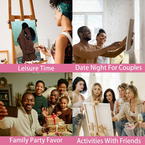 Nuberlic 8x10 Pre Drawn Canvas for Painting for Adults Sip and Paint Kit for Adult's Couple's Date Night Party Supplies Favors Valentine's Day Gif...
