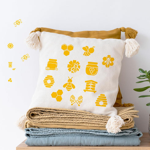 Honeybee Stencils for Painting - 12 Pcs Honeybee Stencils for Crafts Reusable, Daisy Flower Honeybee Stencils for Painting on Wood, Reusable Honey...