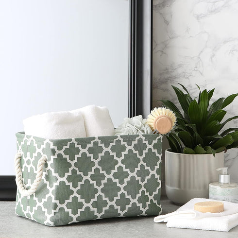 DII Polyester Container with Handles, Lattice Storage Bin, Small, Artichoke...