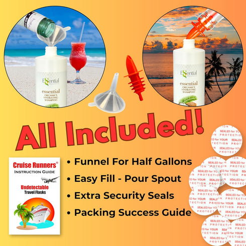 Flasks for Liquor Disguise | Rum Runners for Cruise | Empty Shampoo Bottles for Hidden Containers | Alcohol Smuggling Kit | Plastic Flask | Liquor...