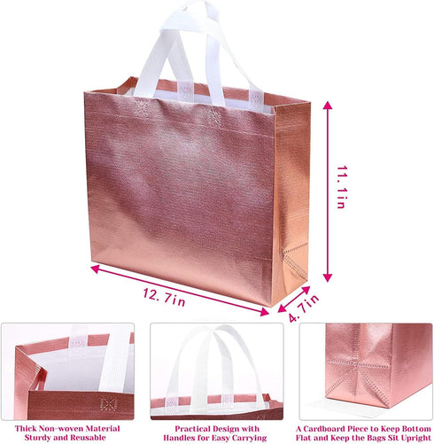 Set of 5 Glossy Reusable Grocery Bags Reusable Gift Bags with Handles Bachelorette Gift Bag Non-Woven Bridesmaid Bag for Women Birthday Wedding Pa...