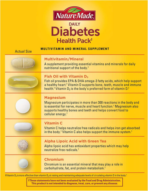 Nature Made Daily Diabetes Health Pack, Dietary Supplement for Nutritional Support, 30 Packets, 30 Day Supply...