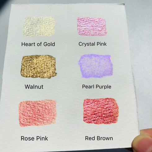 Csy Handmade Metallic Watercolour Paints Set-Glitter Solid Colors-Pearl,Vibrant and Pearlescent Professional Water Colour Art Supplies for Illustr...