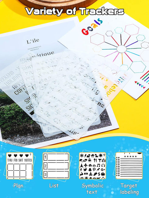 Tenare 30 Pcs Journal Stencils, Plastic, Adorable Style, 4 x 7 Inch...
