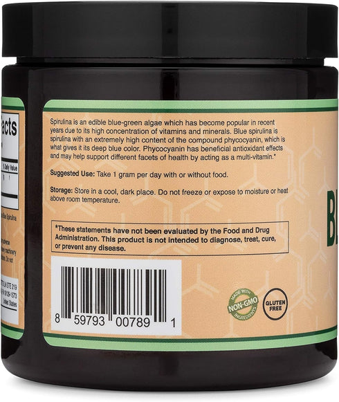 Blue Spirulina Powder - Maximum 35% Phycocyanin Content, Superfood Powder from Blue-Green Algae, Mixes into Smoothies and Protein Drinks, Plant Fo...