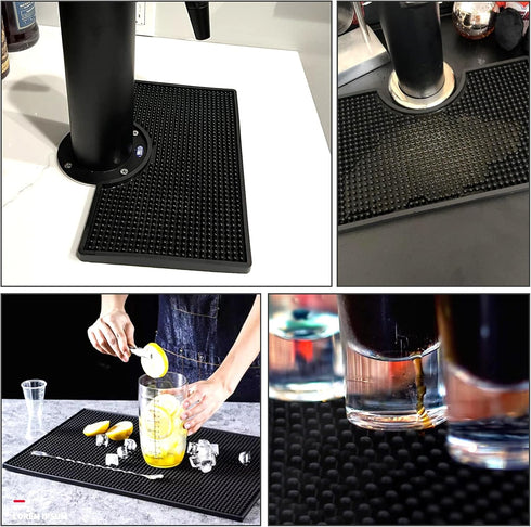 MRbrew Beer Drip Tray, Non-Slip PVC Kegerator Surface Mount Drip Tray Mat, Beverage Bar Drip Tray with Draft Beer Tower Flange Cutout...