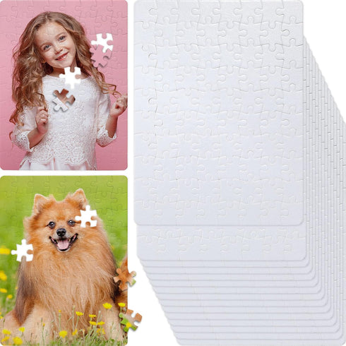 15 Sets 7.9 x 5.9 Inch Blank Sublimation Puzzle 60 Pieces of Each Set, Heat Transfer Printing Puzzle DIY Blank Jigsaw Puzzle White Transfer Puzzle...