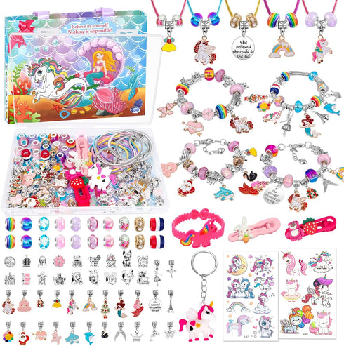 SUYUKI Girls Toys 5 6 7 8 9 10 11, Art Supplies for Girls Ages 8-12 Bracelet Making Kit for Girls 7 8 9 10 11 12 Unicorn Mermaid Toy Crafts for Gi...