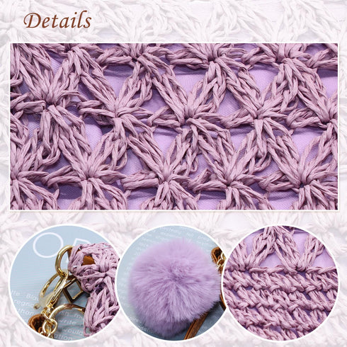 Straw Crossbody Bags Women Summer Woven Shoulder Purse Beach Wristlet Zipper...