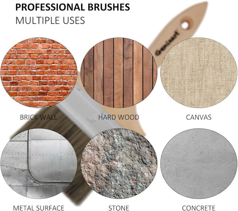 Double Thick Chip Paint Brush, 4 inch / 100mm Stain Brushes for Painting Walls and Fence Staining, Wooden Handle Masonry Paintbrush for Varnish, P...