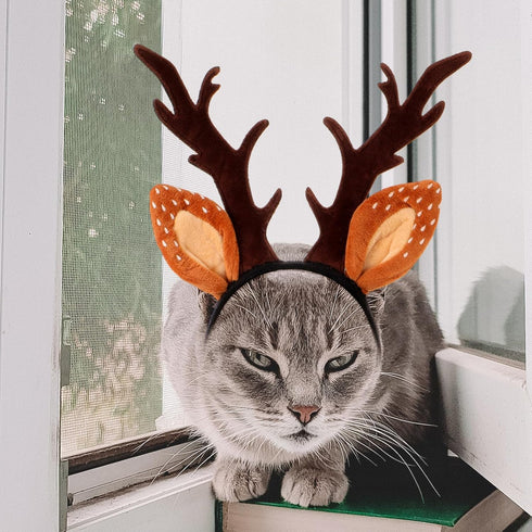Beaupretty Christmas Hat for Cat Pet Deer Costume Hat Dog Reindeer Costume Elastic Band Adjustable Antler Headband Cat Costume Cat Christmas Antle...