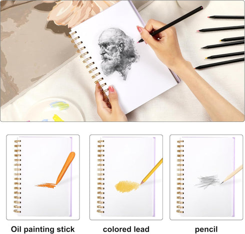 Yoment 5.5" x 8.5" Sketchbook for Drawing Small Spiral Bound Sketch Pad for Kids Hardcover Sketch Book(68lb/100gsm) Artist Drawing Blank Paper Not...