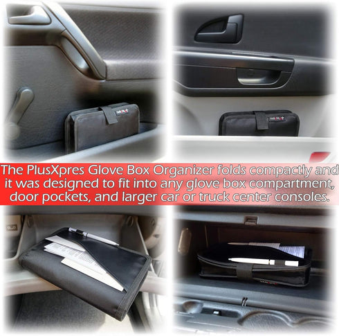 Glove Box Compartment Organizer - Car Document Holder - Owner Manual Case Pouch - Vehicle Storage Wallet for Registration & Insurance Card - Premi...