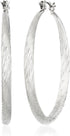 GUESS "Basic" Silver Textured Hoop Earrings...