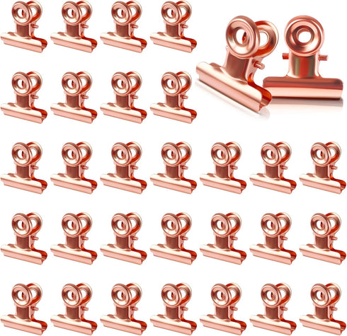 Small Bulldog Clips 50 Pack Metal Binder Clips 1 Inch Tiny Bulldog Clips for Hanging Picture, Food Bags, Office and Home (Rose Gold, 22mm)...