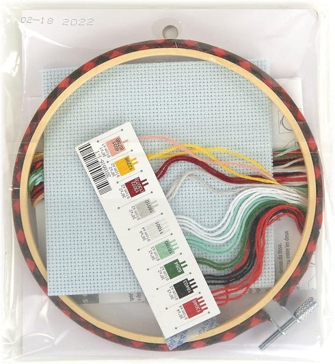 Dimensions Red Truck and Holiday Gnomes Christmas Counted Cross Stitch Kit, 6" D, 14 Cnt. Light Blue Aida 6 Piece...