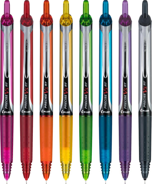 PILOT Precise V5 RT Extra-Fine Premium Retractable Rolling Ball Pens, 0.5mm, Assorted Colors, 8 Count (11890)...