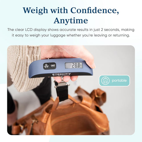 Etekcity Luggage Scale, Travel Essentials, Digital Suitcase Weight Scales for Travel Accessories, Hanging Baggage Scale with Temperature Sensor, R...
