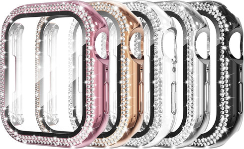 Simpeak 5-Pack Women Bling Screen Protector Case Compatible with Apple Watch 38mm 40mm 41mm 45mm Series 10 42mm 46mm, Screen Case Compatible with ...