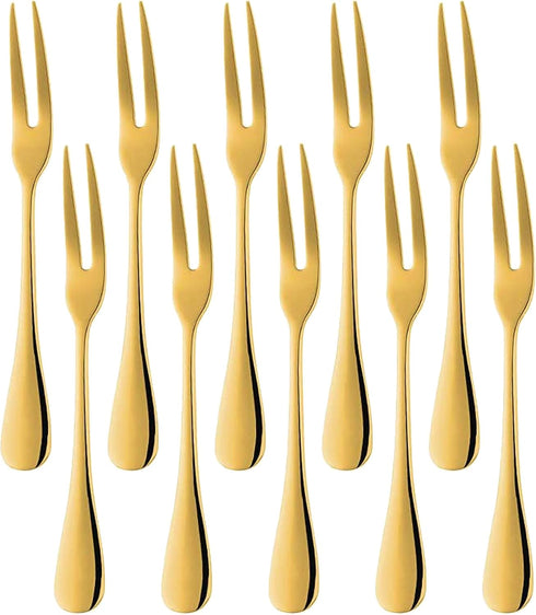 Comicfs 20-Piece Stainless Steel Forks, 5.3 Inches, Seafood Crab Forks Escargot Fork 2 Prong Tasting Appetizer Forks Dessert Cocktail Salad Fruit ...