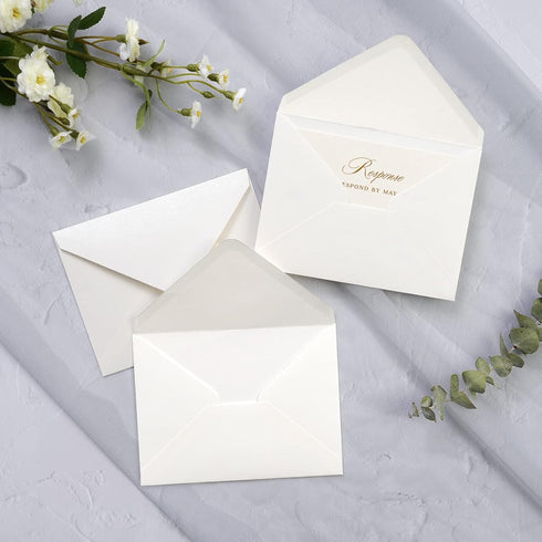 PONATIA 50 Pack A1 Envelopes, 3 5/8 x 5 1/8 Inches Ivory Envelopes Perfect for Weddings Cards, RSVP Cards, Response Cards, Baby Showers, Thank You...