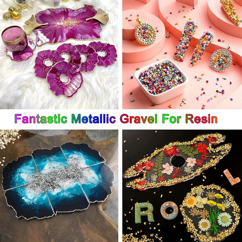 100g Colored Crushed Glass Craft Glitter, 2-4mm Irregular Metallic Gravel Gems for Nail Arts, Resin Craft, Phone Case, DIY Vase Fillers, Epoxy Jew...