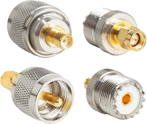 Anina 4pc SMA - UHF FR Coaxial Connector Kit SMA to PL259 SO239 UHF VHF Crimp Coax Adapter for CB Radio/Handheld Ham Radio Antenna/Walkie Talkie/A...