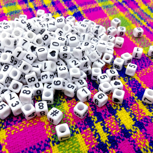 Amaney 400pcs Number Beads Square White Acrylic 6x6mm Mixed Number Beads Acrylic Plastic Cube Shape Loose Beads...