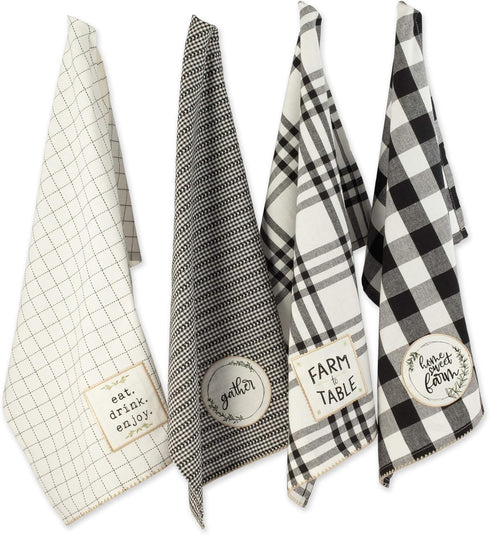 DII Home Sweet Farmhouse Kitchen Collection, Dishtowel Set, 18x28, Black, 4 Count...