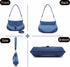 Denim Handbag for Women -Girl's Shoulder Bag Elegant Blue Jean CanvasTote Cute Small Chic Clutch with Secure Buckle Closure-2 Straps (Fixed and Ad...