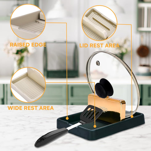 Noa Store Spoon and Lid Rest - Cute and Compact Utensil Organizer for Countertop - Pot Lid and Spatula Stand - Cooking Utensil Rest for Stove-Top ...