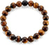 Mens Polished Tiger Eye and Black Matte Onyx Bead Stretch Bracelet (10mm), Brown, One Size...