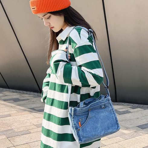 Small Crossbody Purse Denim Tote Bag Women Hobo Bag Stylish Handbag Fashion shoulder Bag...