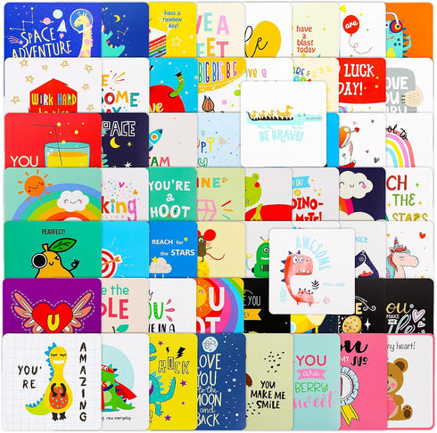 Giantree 60 Pcs Joke Cards for Kids Lunchbox, Cute Kids Lunch Box Notes Inspirational and Motivational Lunchbox Notes for Boys Girls Students Picn...