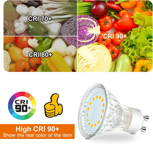 GU10 Light Bulbs Non-Dimmable, 6-Pack GU10 LED Light Bulbs 50watt Equivalent for LED Recessed Track Lighting 2700K Warm White, 4W 120V LED Bulbs w...