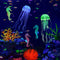 Lpraer 6 Pieces Glow Aquarium Ornaments Artificial Glow Floating Jellyfish Seahorse Anemones Silicone Simulation Fish Tank Decorations for Fish Ta...
