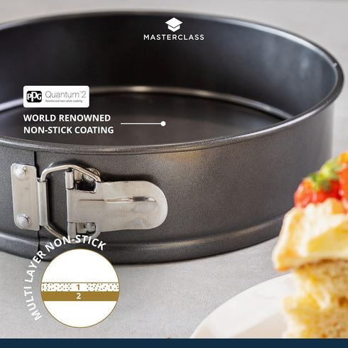 MasterClass KCMCHB45 30 cm Springform Cake Tin with Loose Base and PFOA Non Stick, Robust 1 mm Carbon Steel, 12 Inch Extra Large Round Pan, Grey...
