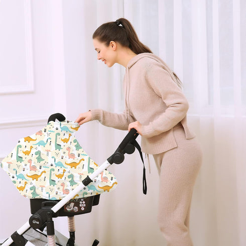 Multi-use Carseat Covers Breastfeeding Cover - Car Seat Covers for Babies, Stretchy Carseat Canopy Cover, Boys and Girls Shower Gifts (Colours Din...