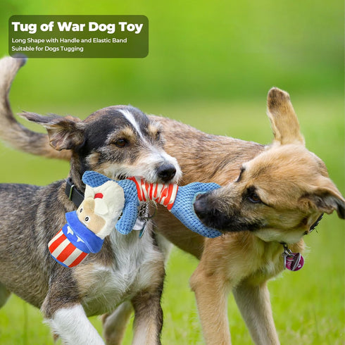 Vehomy 4th of July Dog Toy Independence Day Dog Squeaky Toy for Aggressive Chewers Uncle Sam Dog Plush Toy Pet Dog Tug of War Toy Pet Interactive ...