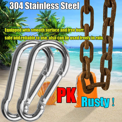 MFOREVER Spring Snap Hook 304 Stainless Steel Carabiner Camping Hiking Traveling Fishing...