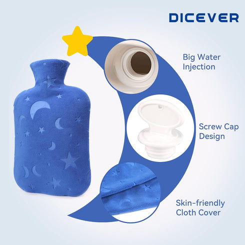 Hot Water Bottle with Soft Cover, 2L Hot Water Bag for Menstrual Cramps, Neck and Shoulder Pain Relief, Hot and Cold Therapies, Hand Feet Warmer, ...